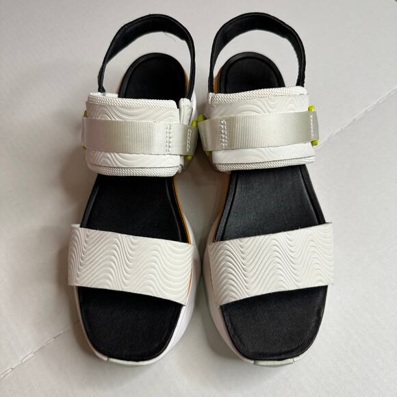 8.5 Sorel Kinetic Impact Slingback Wedge Sandals Black Sea Salt Platform Sporty - Picture 5 of 15